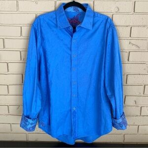 Robert Graham Shirt Men XL Floral flip cuff Print Contrast Preppy Going Out Club